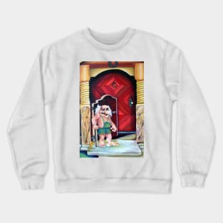 Funny Scandinavian Norse Troll in Watercolor Illustration Crewneck Sweatshirt